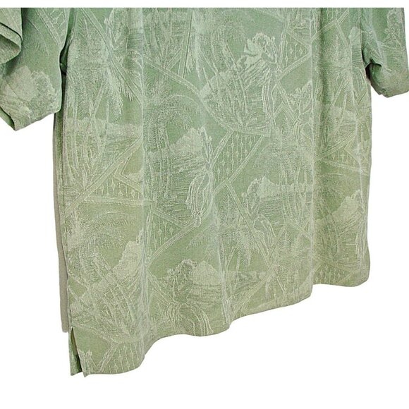 Montego Resort Mens Green Hulu Girl Palm Tree Hawaiian Button Up Shirt Size XXL - Picture 3 of 12